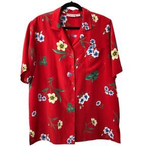 Alfred Dunner red button down hawaiian shirt size 16 (T1)